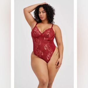 Torrid Burgundy Lace Shapewear Bodysuit
